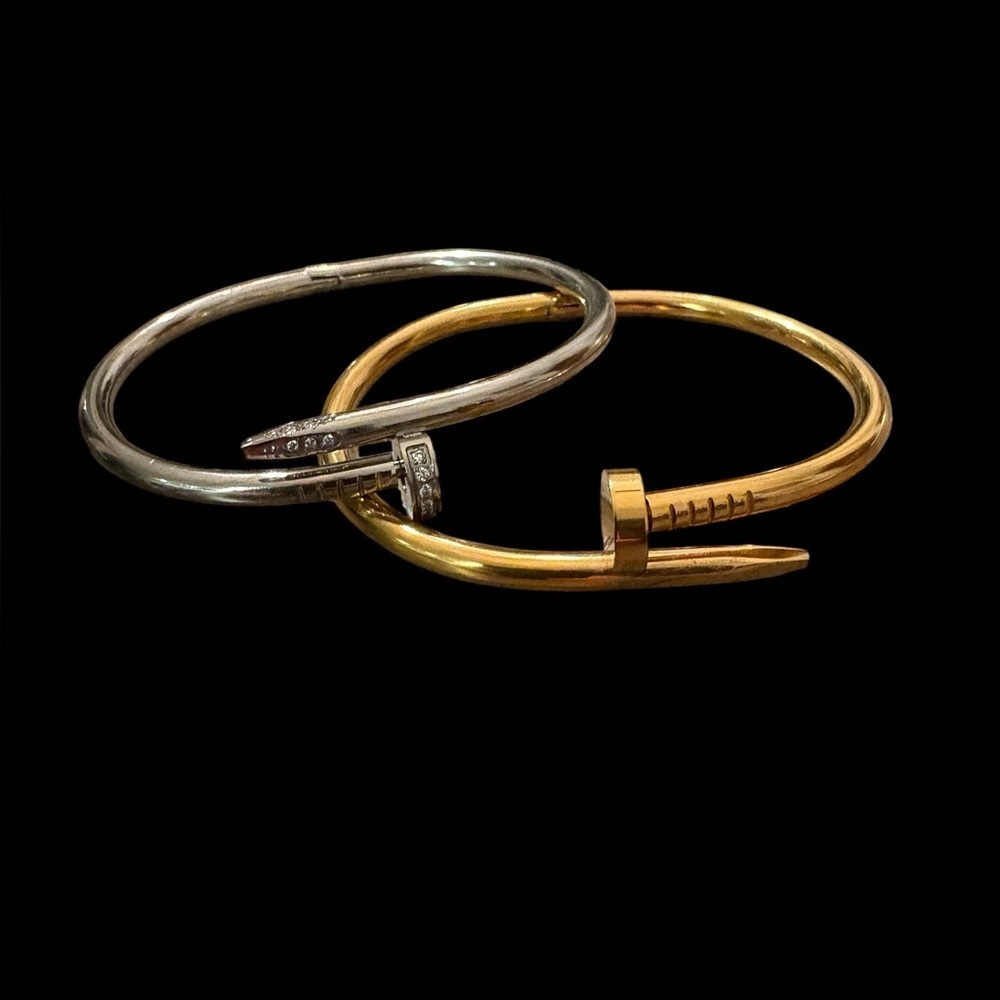 Nail Bangle Cuff Bracelet | New! Unique Gift | OS | Silver or Gold - Picture 6 of 8